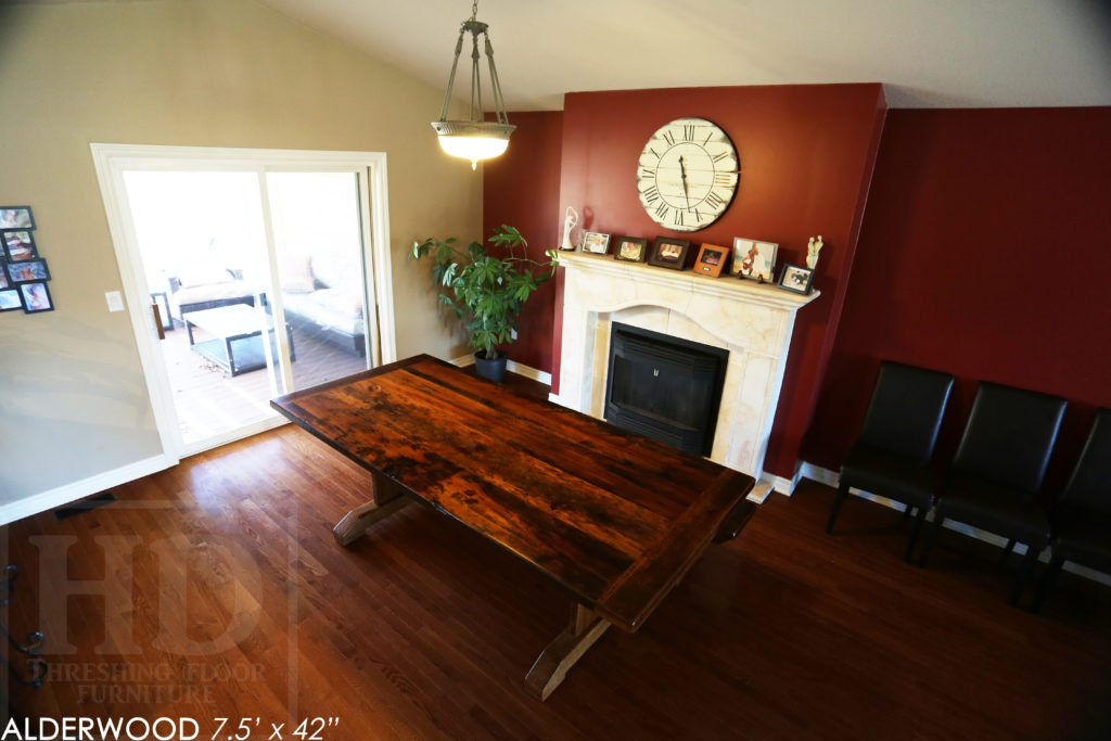 reclaimed wood table, trestle table, ontario, hemlock, rustic, farmhouse, cottage style, rustic style, rustic furniture canada, mennonite furniture canada, recycled wood table, hd threshing, gerald reinink, reclaimed wood bench, bench