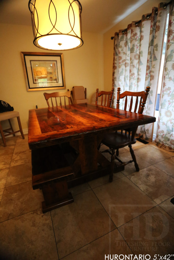 reclaimed wood tables ontario, sawbuck, hd threshing, epoxy, rustic, farmhouse, custom, gerald reinink