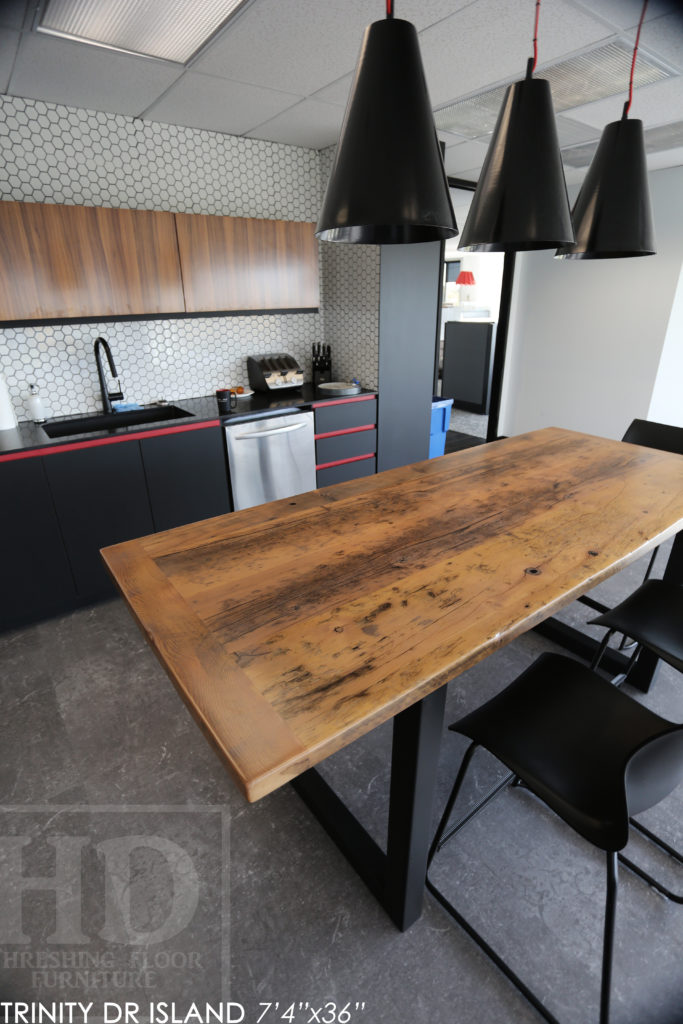 reclaimed wood table mississauga, ontario, barnwood table, farmhouse table, metal base reclaimed wood table, hd threshing, industrial table, epoxy, grey, gray, heavy duty, distressed, rustic, hd threshing, gerald reinink