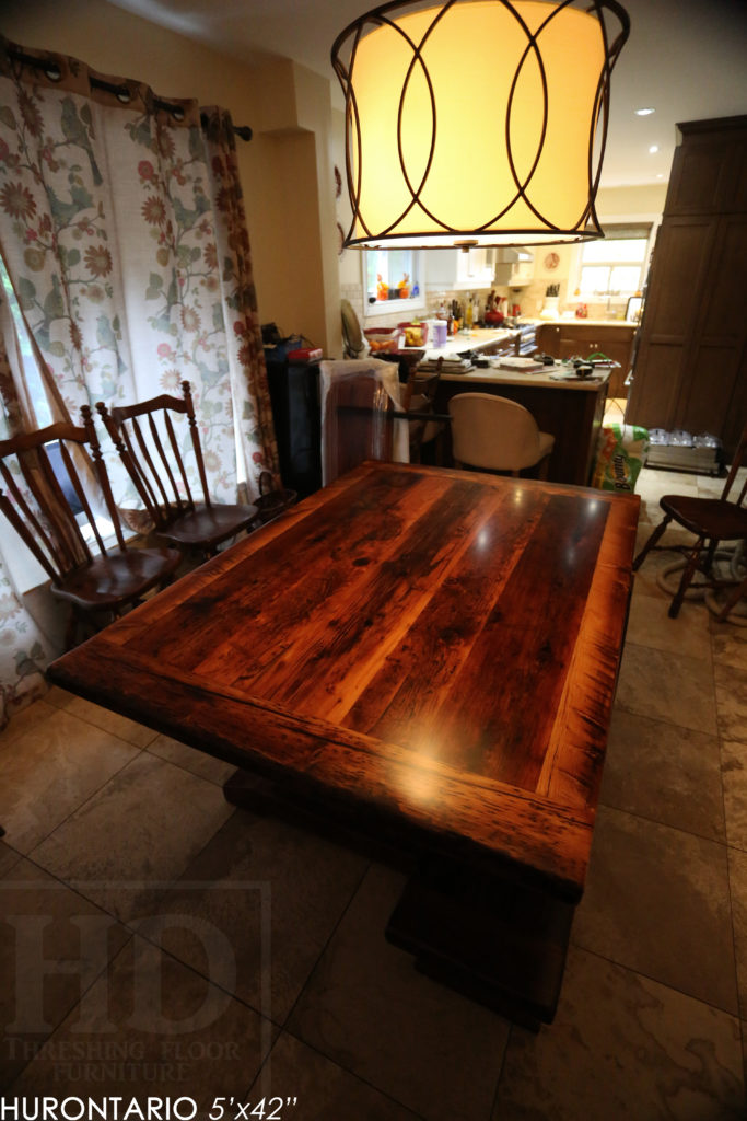 reclaimed wood tables ontario, sawbuck, hd threshing, epoxy, rustic, farmhouse, custom, gerald reinink
