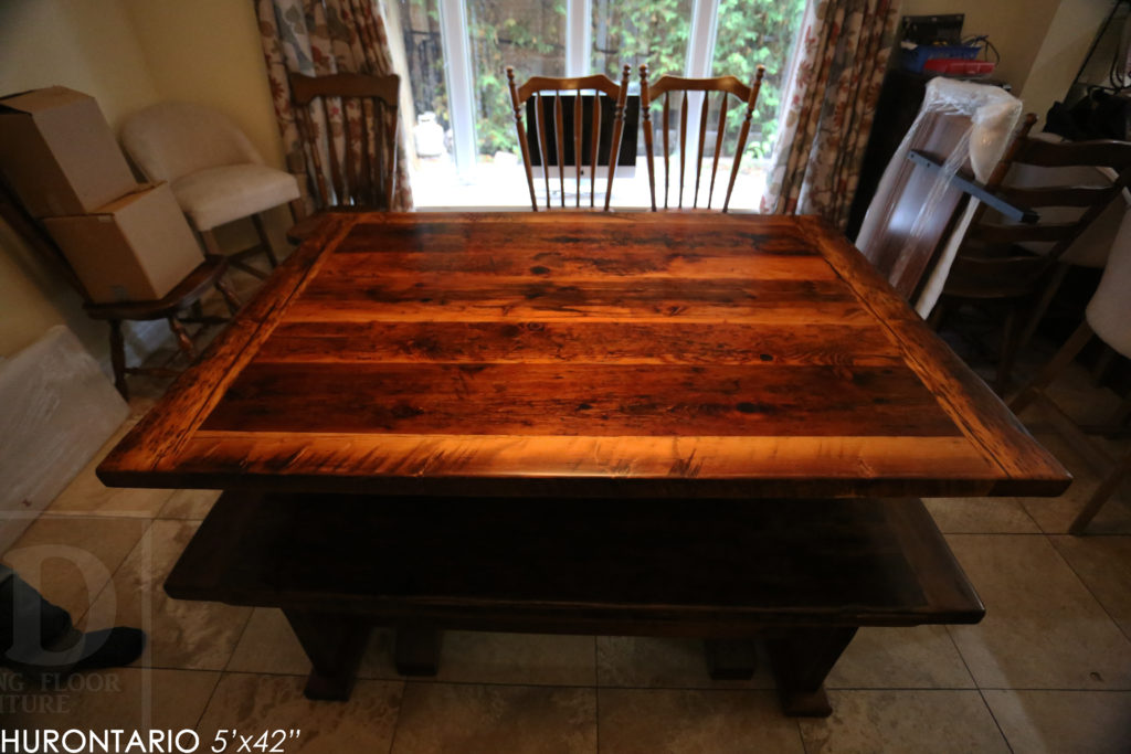 reclaimed wood tables ontario, sawbuck, hd threshing, epoxy, rustic, farmhouse, custom, gerald reinink