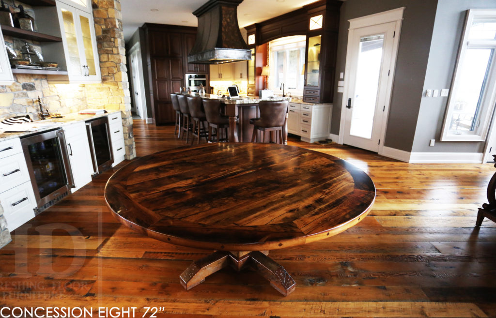 round table, puslinch, ontario, hd threshing, rustic table, farmhouse table, distressed wood table, cottage table, epoxy, hd threshing, solid wood table, custom round table, recycled wood table, round