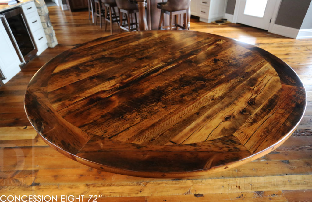 round table, puslinch, ontario, hd threshing, rustic table, farmhouse table, distressed wood table, cottage table, epoxy, hd threshing, solid wood table, custom round table, recycled wood table, round