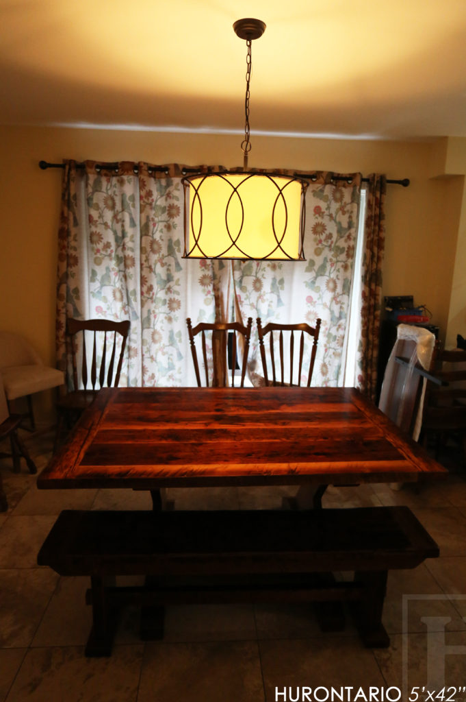 reclaimed wood tables ontario, sawbuck, hd threshing, epoxy, rustic, farmhouse, custom, gerald reinink