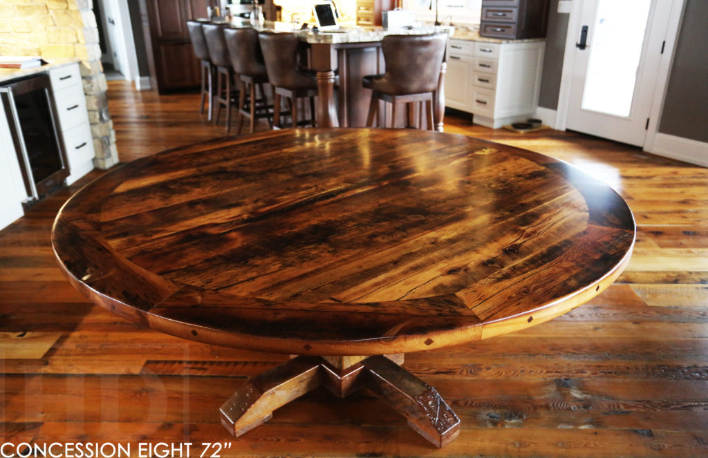 round table, puslinch, ontario, hd threshing, rustic table, farmhouse table, distressed wood table, cottage table, epoxy, hd threshing, solid wood table, custom round table, recycled wood table, round