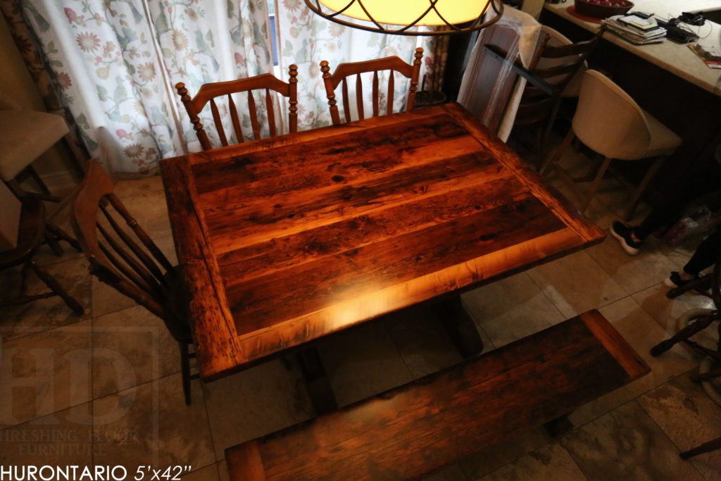 reclaimed wood tables ontario, sawbuck, hd threshing, epoxy, rustic, farmhouse, custom, gerald reinink