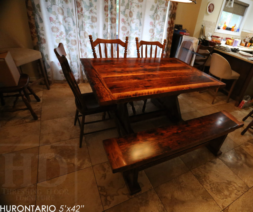 reclaimed wood tables ontario, sawbuck, hd threshing, epoxy, rustic, farmhouse, custom, gerald reinink