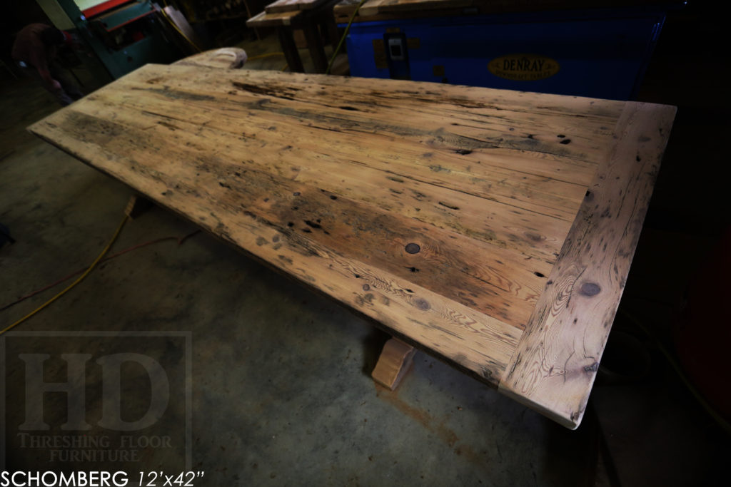 reclaimed wood table, barnwood table, schomberg ontario, hd threshing, custom furniture schomberg, farmhouse table, cottage table, mennonite furniture, gerald reinink