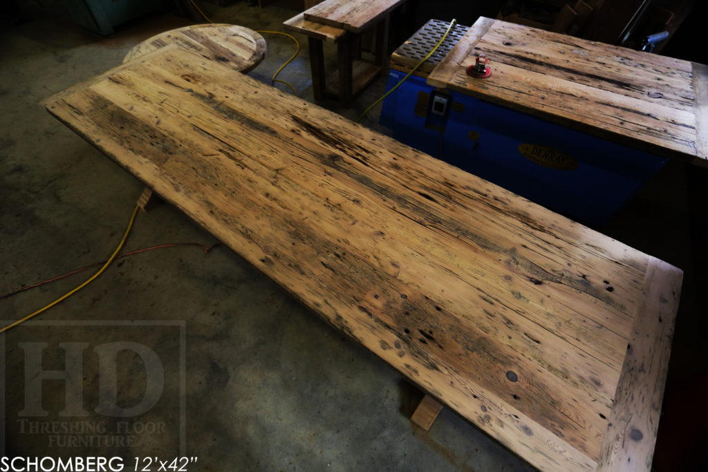 reclaimed wood table, barnwood table, schomberg ontario, hd threshing, custom furniture schomberg, farmhouse table, cottage table, mennonite furniture, gerald reinink