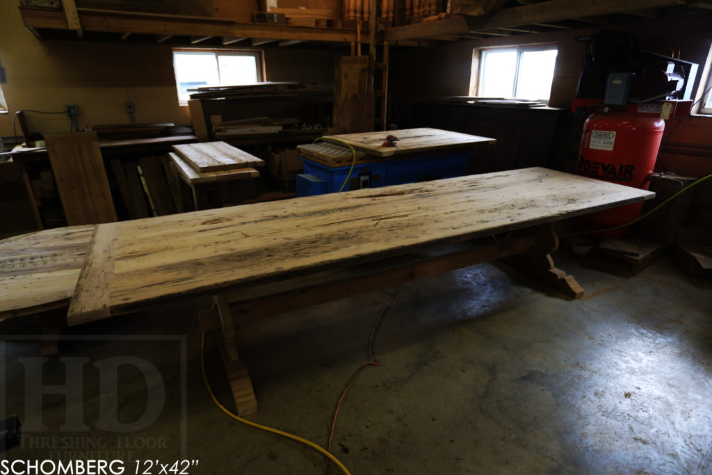 reclaimed wood table, barnwood table, schomberg ontario, hd threshing, custom furniture schomberg, farmhouse table, cottage table, mennonite furniture, gerald reinink