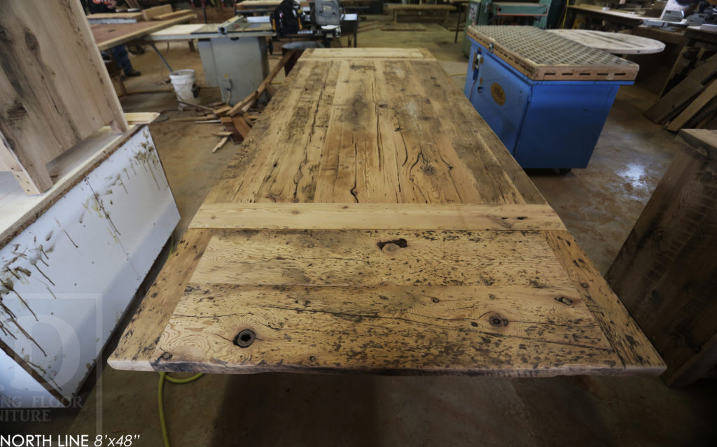 reclaimed wood table, coldwater, ontario, epoxy, rustic table, farmhouse, solid wood table, trestle, hemlock, barnwood, hd threshing, custom table, gerald reinink