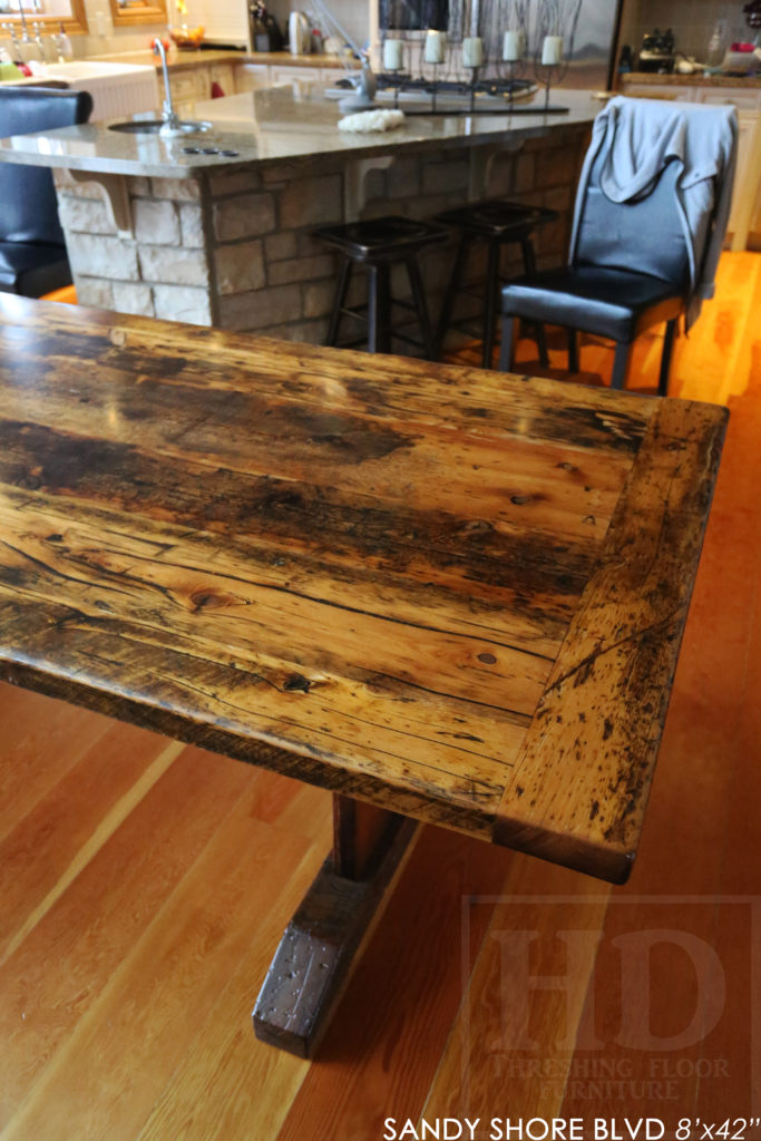 reclaimed wood table puslinch lake, reclaimed wood table, trestle, ontario, cottage, cottage furniture canada, rustic furniture canada, epoxy, rustic table, farmhouse style