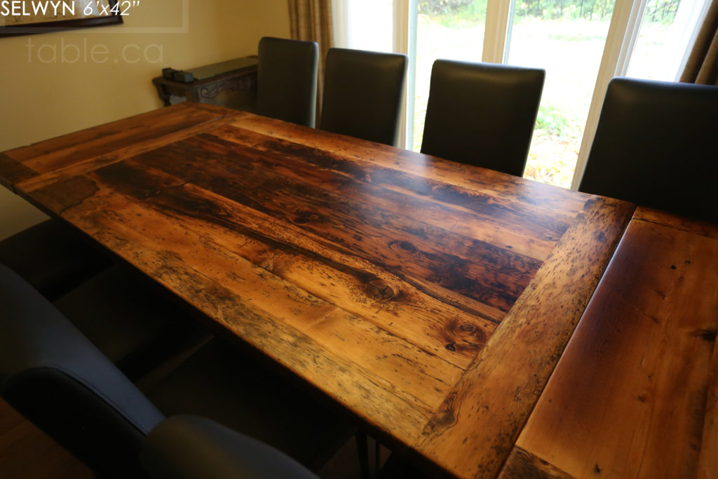 reclaimed wood table, ottawa ontario, modern table, custom barnwood table, hd threshing, hd threshing floor furniture, epoxy, rustic, farmhouse, solid wood, gerald reinink