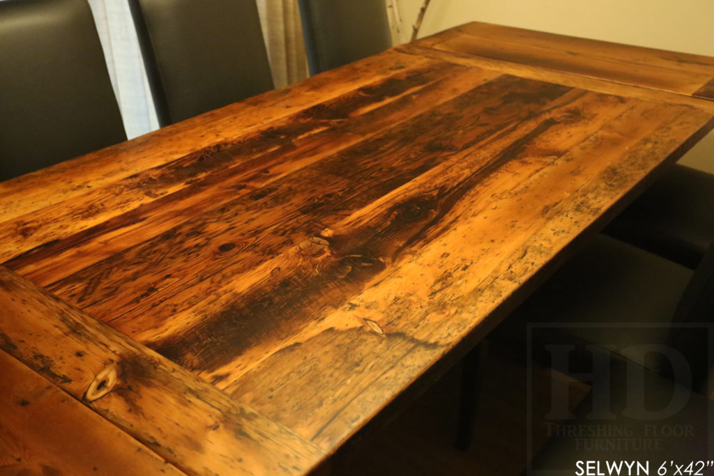 reclaimed wood table, ottawa ontario, modern table, custom barnwood table, hd threshing, hd threshing floor furniture, epoxy, rustic, farmhouse, solid wood, gerald reinink