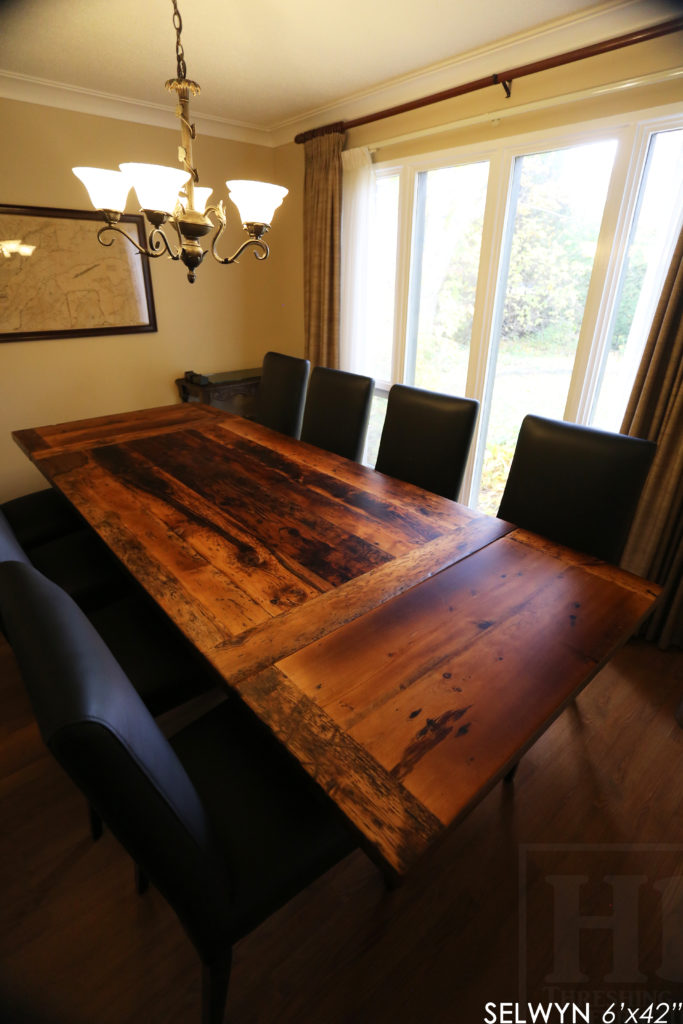 reclaimed wood table, ottawa ontario, modern table, custom barnwood table, hd threshing, hd threshing floor furniture, epoxy, rustic, farmhouse, solid wood, gerald reinink