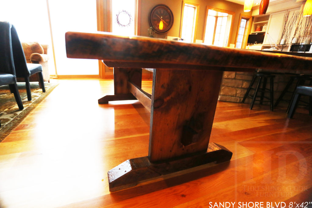 reclaimed wood table puslinch lake, reclaimed wood table, trestle, ontario, cottage, cottage furniture canada, rustic furniture canada, epoxy, rustic table, farmhouse style, puslinch lake ontario