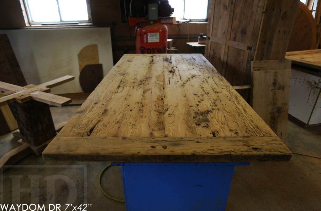 metal base reclaimed wood table, rustic, farmhouse table, ayr, ontario, barnwood table, epoxy finish, custom table, cottage table, rustic furniture canada
