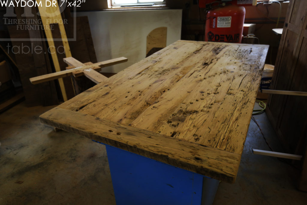 metal base reclaimed wood table, rustic, farmhouse table, ayr, ontario, barnwood table, epoxy finish, custom table, cottage table, rustic furniture canada