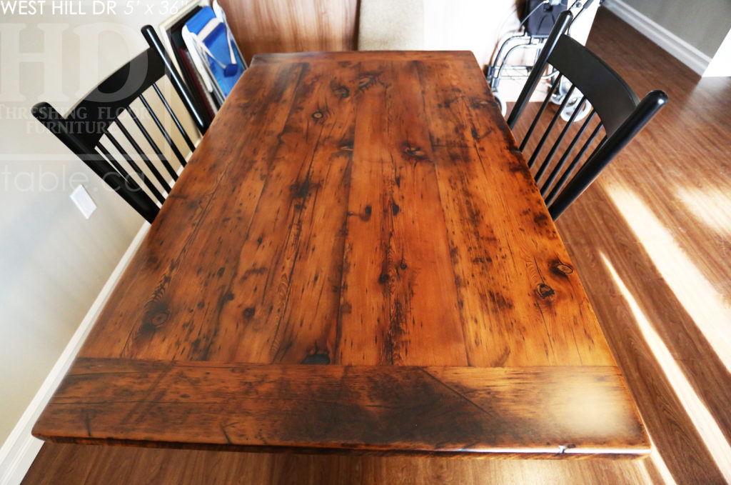trestle table, reclaimed wood table, waterloo, ontario, rustic, solid wood table, custom reclaimed wood table, rustic furniture canada, rustic furniture ontario