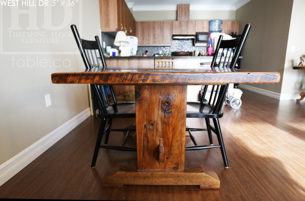 trestle table, reclaimed wood table, waterloo, ontario, rustic, solid wood table, custom reclaimed wood table, rustic furniture canada, rustic furniture ontario