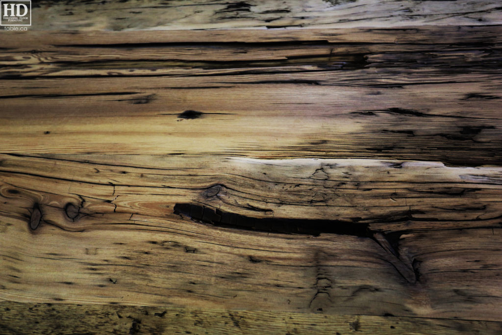 Specifications: 10' Reclaimed Wood Boardroom Table - 60" wide - Hemlock Threshing Floor Barnwood Construction - Original distressing & edges maintained - Extra thick 3" Joist Barnwood Top - Premium epoxy + matte polyurethane finish - www.hdthreshing.com