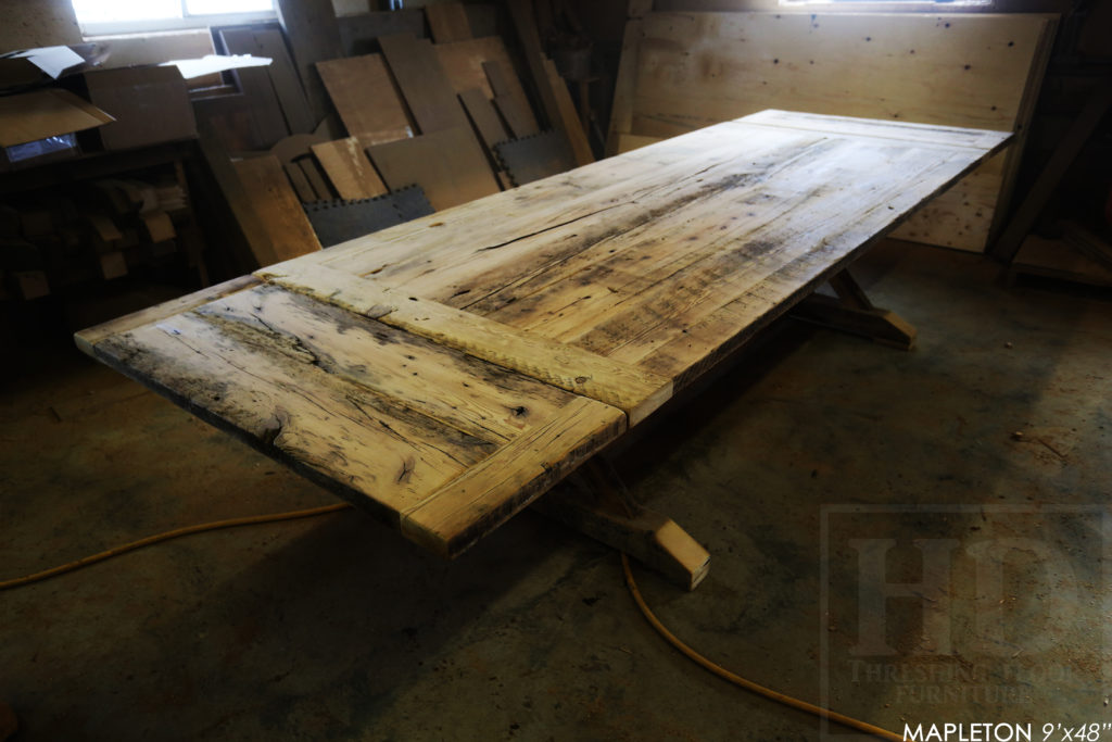 9′ Reclaimed Wood Table we made for a Schomberg Home Blog