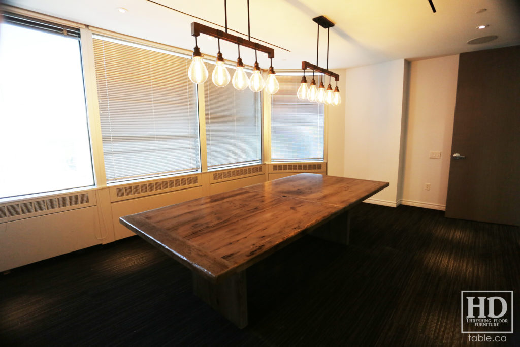 Reclaimed Wood Boardroom Table with Barnboard Greytone Treatment by HD Threshing Floor Furniture / www.table.ca