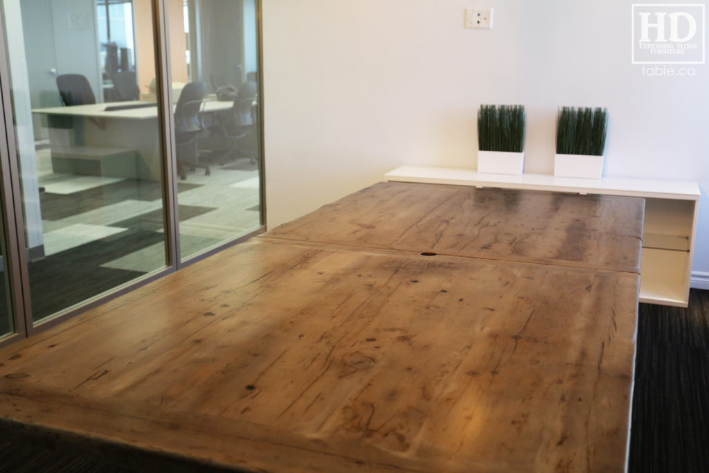 Reclaimed Wood Boardroom Table with Barnboard Greytone Treatment by HD Threshing Floor Furniture / www.table.ca