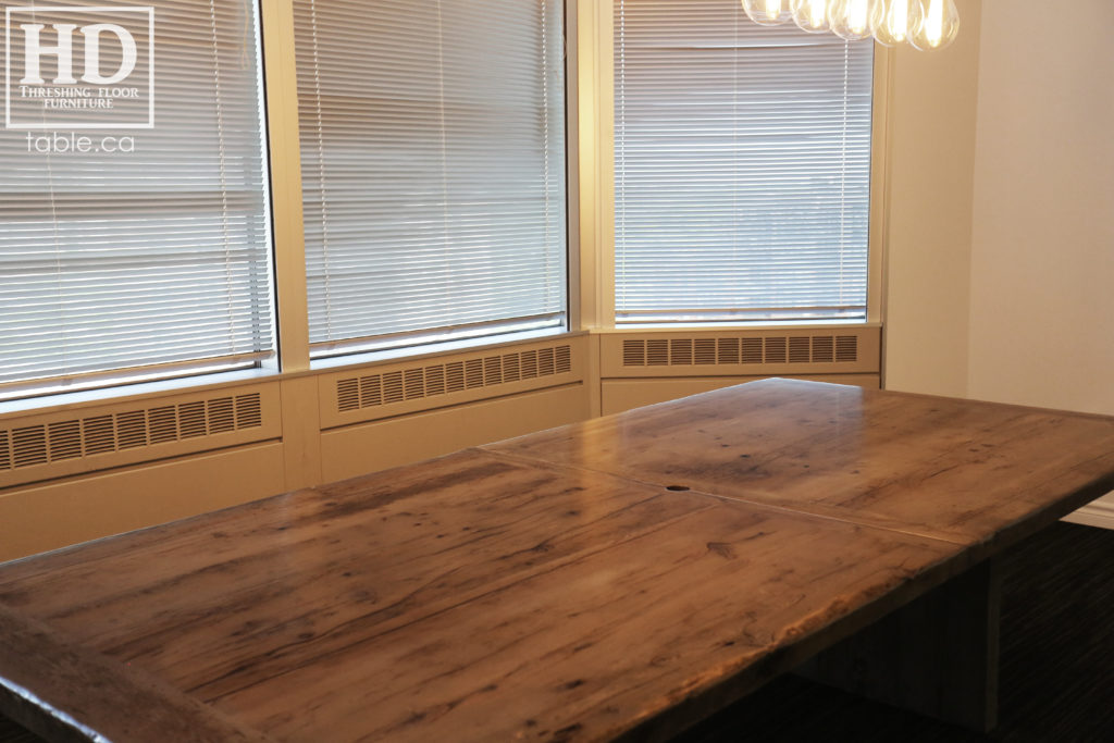 Reclaimed Wood Boardroom Table with Barnboard Greytone Treatment by HD Threshing Floor Furniture / www.table.ca