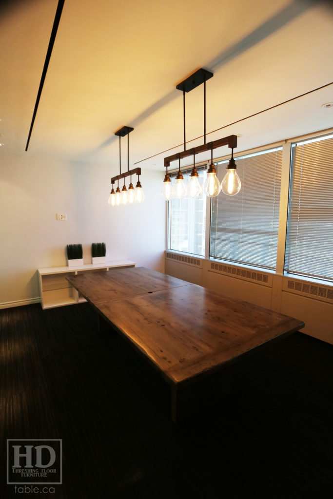 Reclaimed Wood Boardroom Table with Barnboard Greytone Treatment by HD Threshing Floor Furniture / www.table.ca