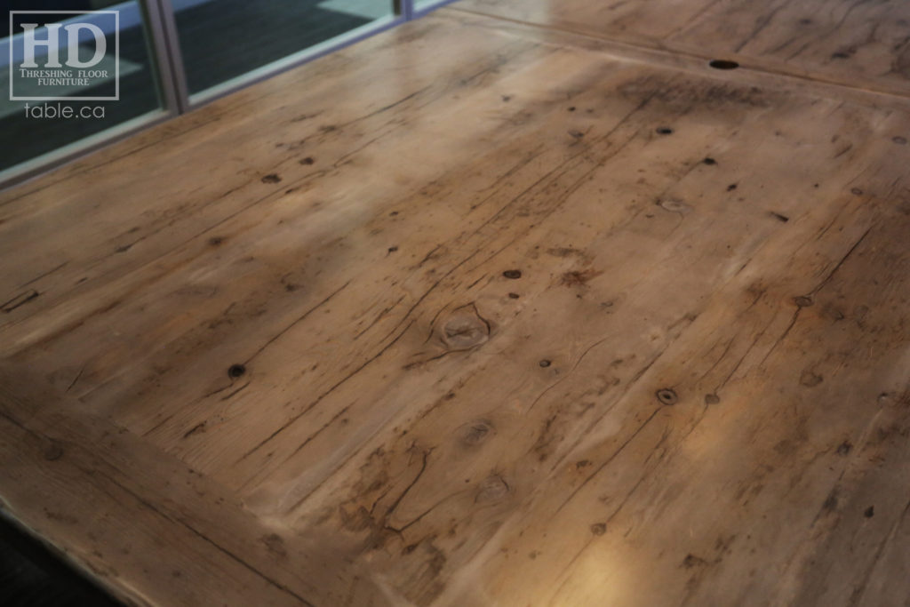 Reclaimed Wood Boardroom Table with Barnboard Greytone Treatment by HD Threshing Floor Furniture / www.table.ca