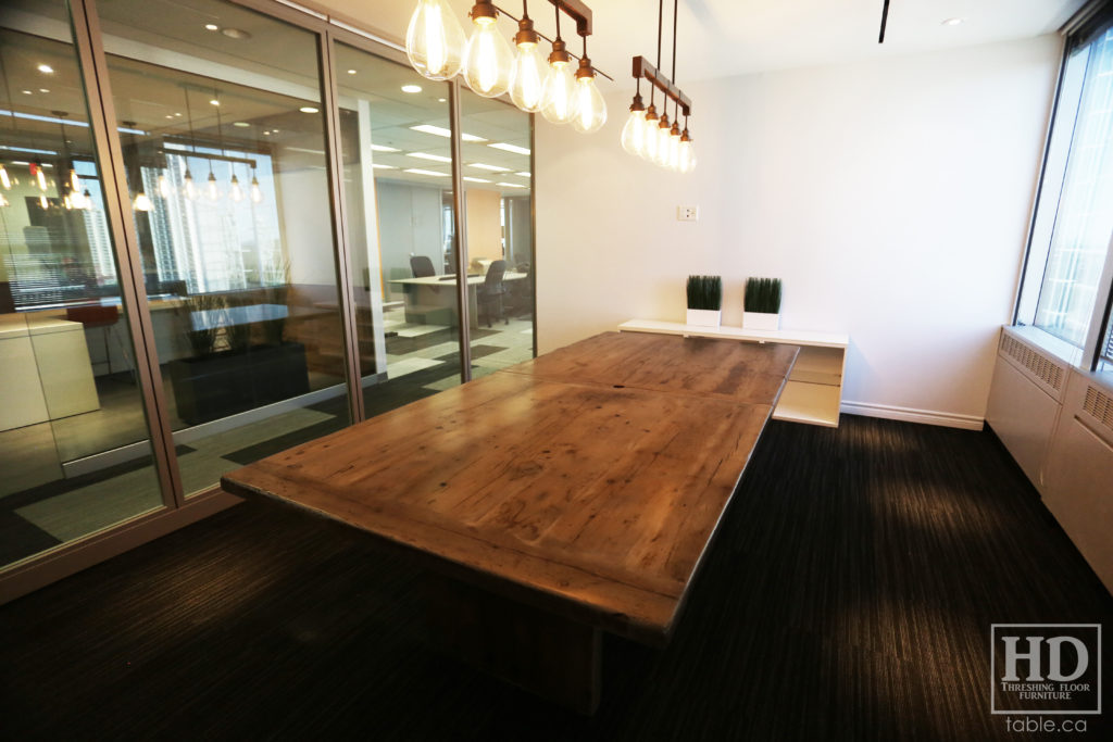 Reclaimed Wood Boardroom Table with Barnboard Greytone Treatment by HD Threshing Floor Furniture / www.table.ca