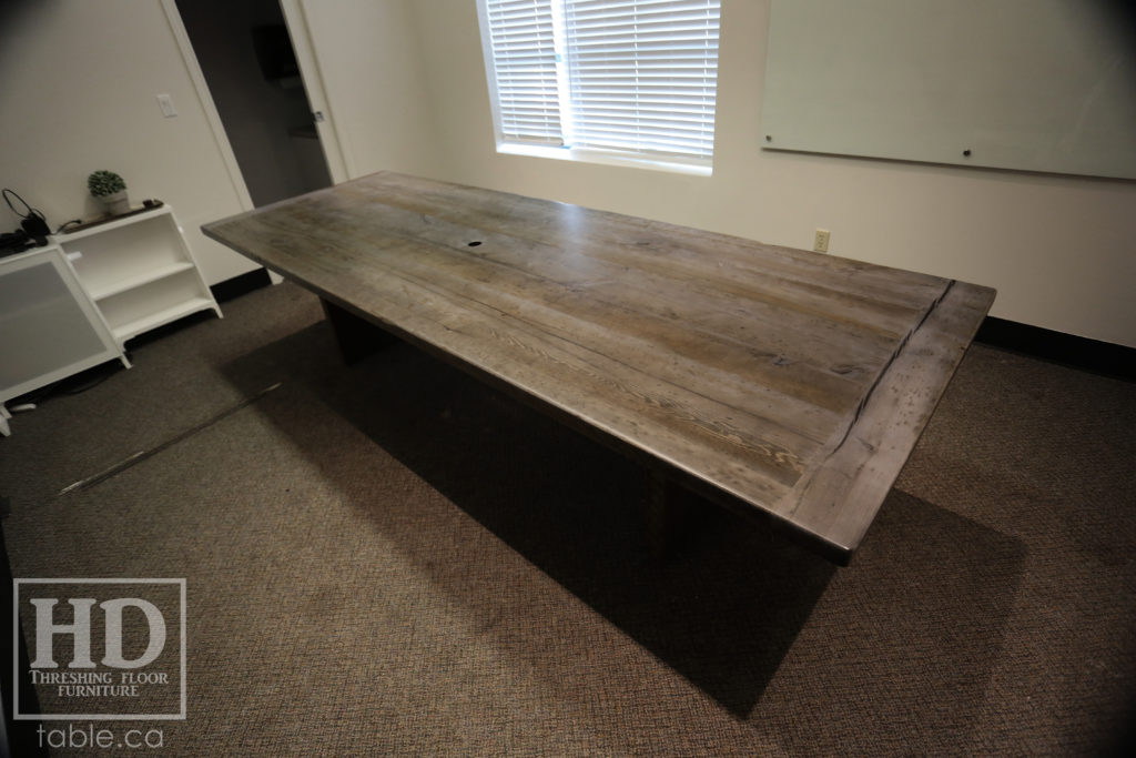 Reclaimed Wood Boardroom Table with Barnboard Greytone Treatment by HD Threshing Floor Furniture / www.table.ca