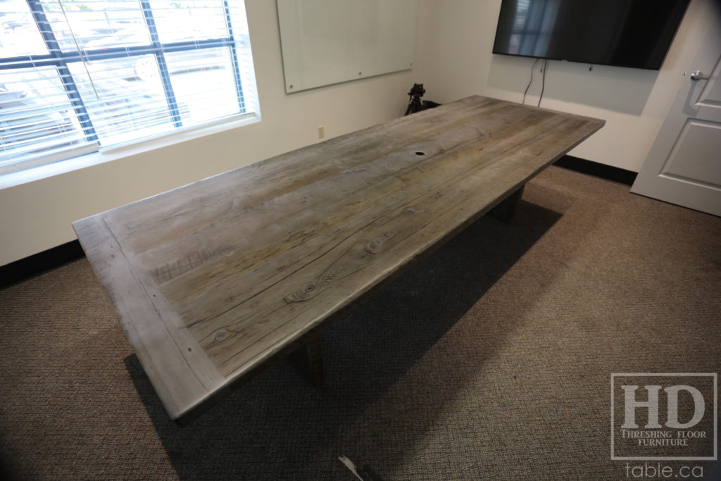 Reclaimed Wood Boardroom Table with Barnboard Greytone Treatment by HD Threshing Floor Furniture / www.table.ca