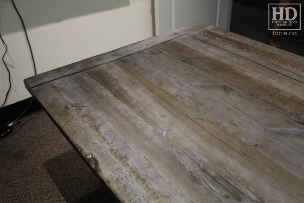 Reclaimed Wood Boardroom Table with Barnboard Greytone Treatment by HD Threshing Floor Furniture / www.table.ca