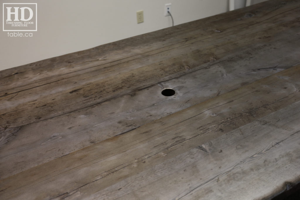 Reclaimed Wood Boardroom Table with Barnboard Greytone Treatment by HD Threshing Floor Furniture / www.table.ca