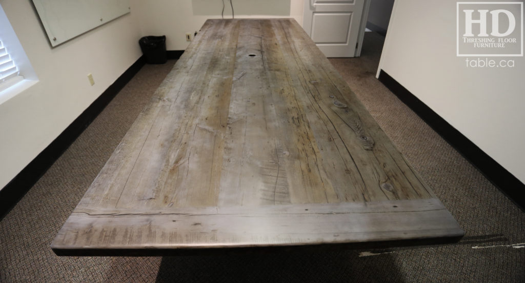 Reclaimed Wood Boardroom Table with Barnboard Greytone Treatment by HD Threshing Floor Furniture / www.table.ca