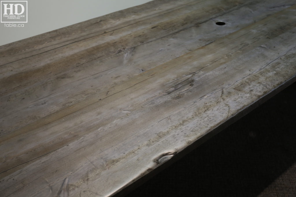 Reclaimed Wood Boardroom Table with Barnboard Greytone Treatment by HD Threshing Floor Furniture / www.table.ca