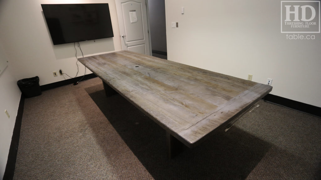 Reclaimed Wood Boardroom Table with Barnboard Greytone Treatment by HD Threshing Floor Furniture / www.table.ca