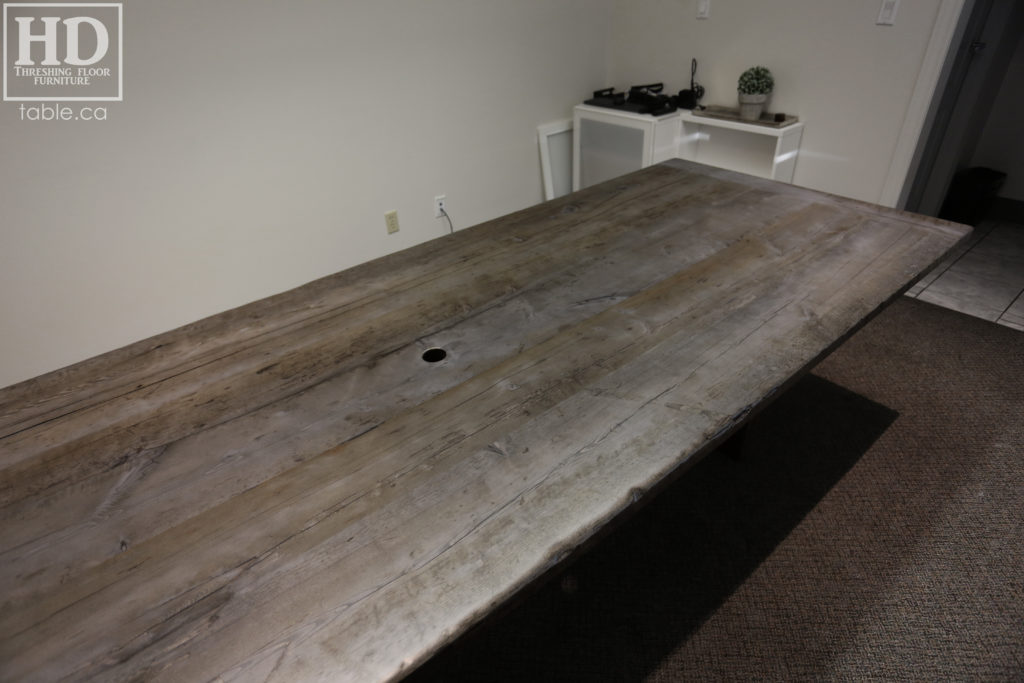 Reclaimed Wood Boardroom Table with Barnboard Greytone Treatment by HD Threshing Floor Furniture / www.table.ca