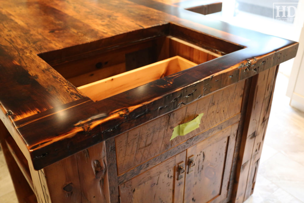 Heavy Duty Reclaimed Wood Island by HD Threshing Floor Furniture / www.table.ca