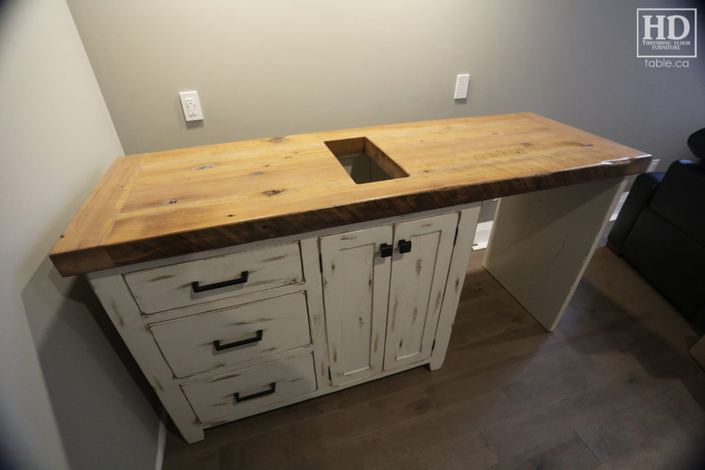 Painted Base Reclaimed Wood Island by HD Threshing Floor Furniture / www.table.ca