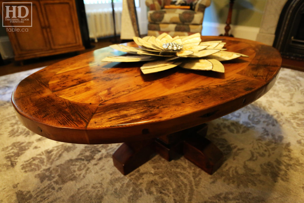 Elliptical Coffee Table made from Ontario Reclaimed Wood by HD Threshing Floor Furniture / www.hdthreshing.com