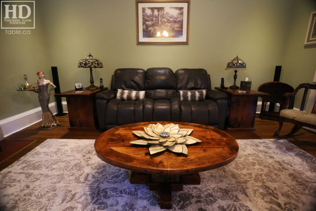 Elliptical Coffee Table made from Ontario Reclaimed Wood by HD Threshing Floor Furniture / www.hdthreshing.com