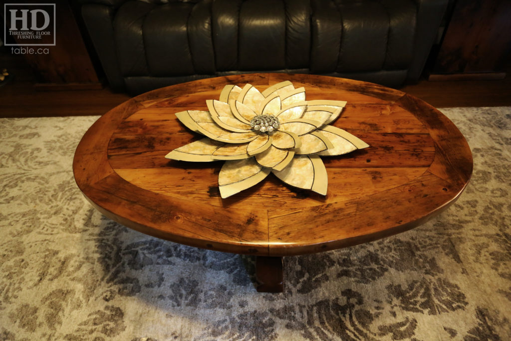 Elliptical Coffee Table made from Ontario Reclaimed Wood by HD Threshing Floor Furniture / www.hdthreshing.com