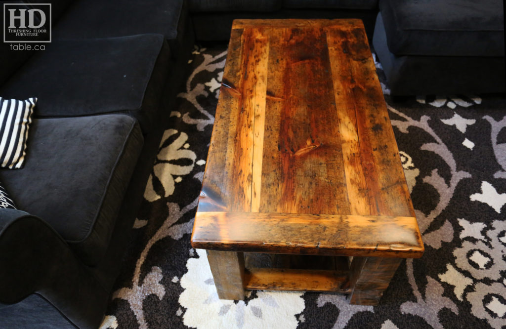 Distressed Wood Coffee Table made from Ontario Reclaimed Wood by HD Threshing Floor Furniture / www.table.ca