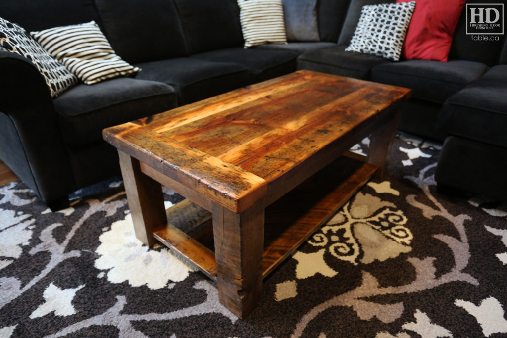 Distressed Wood Coffee Table made from Ontario Reclaimed Wood by HD Threshing Floor Furniture / www.table.ca