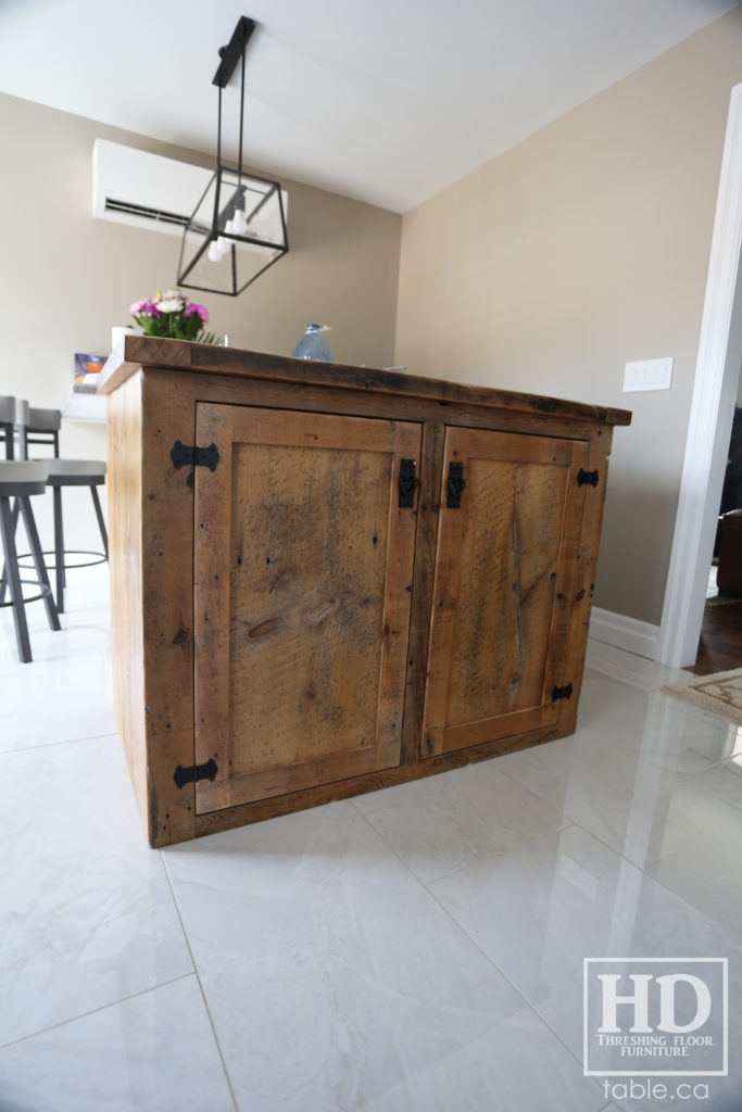 Reclaimed Wood Storage Island with our Greytone Treatment / www.table.ca