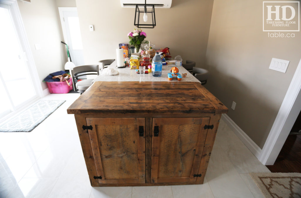 Reclaimed Wood Storage Island with our Greytone Treatment / www.table.ca