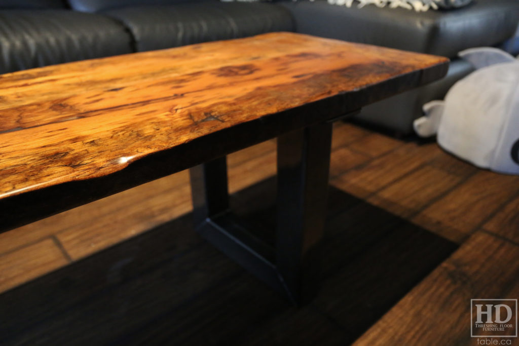 Metal Base Coffee Table made from Ontario Barnwood by HD Threshing Floor Furniture / www.table.ca